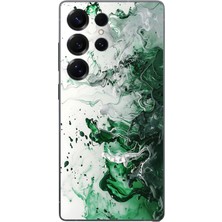 Le Balvo Samsung Galaxy S25 Ultra Uyumlu Yeşil Beyaz Dalgalar Baskılı Silikon Kılıf