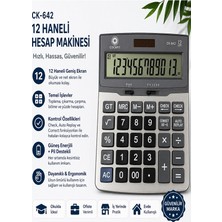 ArtMaster Hesap Makinesi Gri 15X20 cm 1 Adet Cockpıt CK-642 12 Haneli Büyük Boy Hafızalı Büro Masaüstü Hesap Makinası