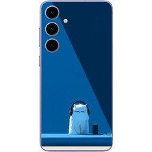 Le Balvo Samsung Galaxy S24 Plus Uyumlu Kulaklı Kedi Baskılı Silikon Kılıf