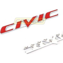 Carmind Honda Civic Metal Çamurluk ve Bagaj Arma Kırmızı-Gri