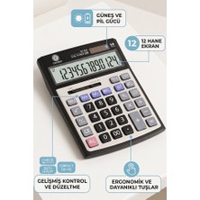 Artlantis Hesap Makinesi Siyah Gri 15X19.5 cm 1 Adet Cockpıt CK-534 12 Haneli Büyük Boy Hafızalı Ofis Büro Masaüstü Hesap Makinası