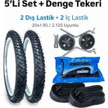 20X1.95 Bisiklet Lastiği Seti 5li 2 Dış 2 Iç Lastik + 1 Takım Denge Tekerlekleri Çocuk Bisiklet