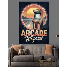 Tablomega Arcade Wizard Retro Oyun Tabelası Dekoratif Kanvas - Mdf Ahşap Tablo