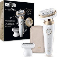 Braun Silk·épil 9 Flex, Kolay Tüy Alma Için 360° Elastik Başlıklı Epilatör, Islak ve Kuru Tüy Alma, Uzun Süre Için Pürüzsüz Deri, 9-011 3d, Altın