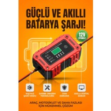 Matechno 12V 6A Akıllı Darbeli Akü Şarj Cihazı | LCD Ekranlı Profesyonel Onarım Modlu Araba Motosiklet Akü Şarj Cihazı