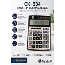 ArtMaster Hesap Makinesi Siyah Gri 15X19.5 cm 1 Adet Cockpıt CK-534 12 Haneli Büyük Boy Hafızalı Büro Masaüstü Hesap Makinası