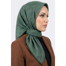 Hadiora Kadın Mint Çizgi Desenli Organik Pamuk Soft Eşarp