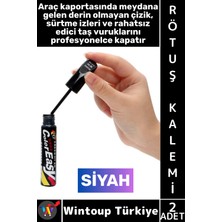 Wintoup #otoboya Otomobil Bakım Araç Kaporta Onarıcı Taş Izi Çizik Giderici Parlaklık Kazandırıcı Uv Korumalı Tamir Boyası Hassas Fırçalı Siyah Renk Rötuş Kalemi 2 Adet