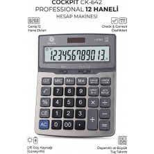 Artlantis Hesap Makinesi Gri 15X20 cm 1 Adet Cockpıt CK-642 12 Haneli Büyük Boy Hafızalı Ofis Büro Masaüstü Hesap Makinası