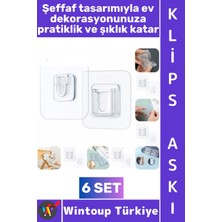 Wintoup #askı Kendinden Yapışkanlı Ev Dekorasyon Mutfak Banyo Resim Saksı Soket Kablo Düzenleyici Estetik Şık Şeffaf Pratik Çok Amaçlı Geçmeli Klips Eşya Sabitleme Askısı Seti