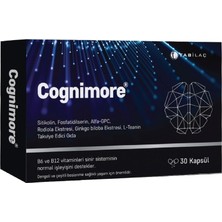 Cognimore 30 Bitkisel Kapsül Sitikolin Fosfatidilserin Alpha-Gpc Rhodiola Gingko Biloba L-Teanin - Dezenfektan Hediyeli (%72 Alkol)