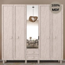 Comiet Nilüfer 5 Kapak Mdf Ayaklı Tasarım Gardırop