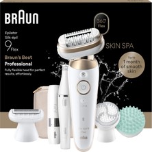 Braun Silk·épil 9 Flex Skinspa Kadınlar Için Epilatör, Hepsi Bir Arada Set, Kolay Epilasyon Için 360° Başlık, Su Geçirmez - Dahil. Facespa Epilasyon Cihazı ve Mini Yüz Tıraş Makinesi - 9-681 3d, Altın