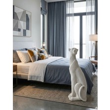 Mirsa Global Dekoratif Çita Leopar Krem Rengi Biblo Büst Heykel 70 cm