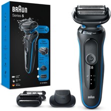 Easyclick Düzeltici Aparatlı Braun Series 5 Elektrikli Tıraş Makinesi, Erkek Elektrikli Tıraş Makinesi, Hassas Düzeltici, Easyclean, Erkekler Için Hediye, Almanya'da Üretilmiştir, 51-B1820S, Mavi