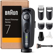 Braun Beard Trimmer Series 7, Erkek Elektrikli Sakal Kesme Makinesi, 8 Aksesuarlı, Ultra Keskin Problade Bıçak, 100 Dakika Pil Ömrü, Kablosuz Sakal Tıraş Makinesi, 40 Boy, Su Geçirmez, BT7441, Siyah