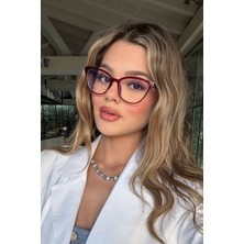 Ren Eyewear Harmony Vision BORDO Cat Eye Formlu Mavi Işık Korumalı Kadın Gözlük Popüler Şeffaf Ekran Gözlüğü