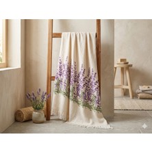 Banyodünyam %100 Pamuklu Cilde Nefes Aldıran Büyük Boy Lavanta Desenli Müslin Peştemal 90X190 cm