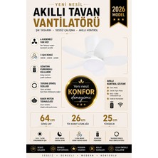 Kılıforyum Yeni Nesil Tavan Vantilatörü 64 cm Toplam Çap – 6 Kademeli, 3 Işık Renkli, Kumandalı, Sessiz Fan (Tavana Vidalı Montaj)Avize