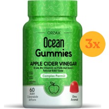 Ocean Gummies Apple Cider Vinegar 60 Jel Form - 3 Adet  (Toplam 180 Jel Form)