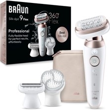 Braun Silk-Épil 9 Flex Kadın Epilatörü, Kadınlar Için Elektrikli Epilatör, Kolay Epilasyon Için 360° Esnek Başlıklı, Islak ve Kuru, Uzun Pürüzsüz Cilt, 9-060 3d, Beyaz/pembe