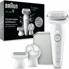 Braun Silk-Épil 9 Kadın Epilatörü, Kadınlar Için Elektrikli Epilatör, Kolay Epilasyon Için Esnek Başlıklı, Islak ve Kuru, Uzun Pürüzsüz Cilt, 9-061, Beyaz/gümüş