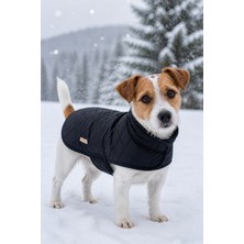 Zenpaw Kapitone Desenli Köpek Montu - Siyah Su Geçirmez Elyaf Dolgulu Kışlık Köpek Kıyafeti