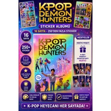 Emrah Gültekin K-Pop Demon Hunters Sticker Albümü 16 Sayfa 250+ Sticker Hediye Poşetli 6 Manifest Karakter Kartı