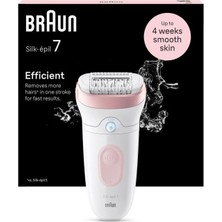 Braun Silk·épil 7, Tüyleri Kolay Almak Için Geniş Başlıklı Islak ve Kuru Epilatör, Uzun Ömürlü Pürüzsüz Cilt, Kayar Başlık, Düzenleme Başlığı Dahil, 7-030, Gümüş