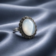 Jane Silver 925 Ayar Gümüş Büyük Sedef ve Markazit Yüzük