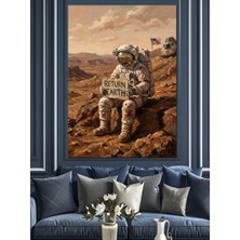 Artmeg Mars Yüzeyinde Oturan Yalnız Astronot Dekoratif Kanvas - Mdf Ahşap Tablo