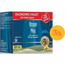 Ocean Plus Omega 3 Balık Yağı 1200 Mg 100 Kapsül - 3 Adet