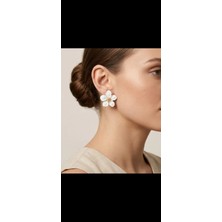 Tılsım Accesories Çiçek Küpe Beyaz