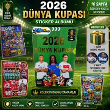 Emrah Gültekin 2026 Dünya Kupası Sticker Albümü 16 Sayfa 250+ Sticker Hediye Paketli 2 Adet Futbolcu Taso Hediyeli