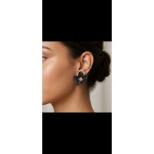 Tılsım Accesories Çiçek Küpe Siyah