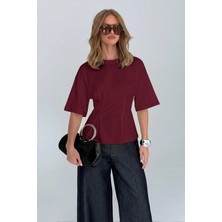 Tarz Cool Kadın Oversize Basic Tişört Pile Detaylı Rahat Kesim Günlük Şık Kombin