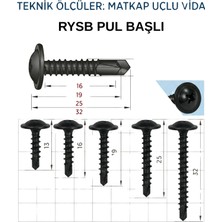 Şenzen 3,9X19 mm Siyah Rysb Pul Başlı Matkap Uçlu Akıllı Vida - 1,000 Adet