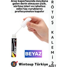 Wintoup #otoboya Otomobil Bakım Araç Kaporta Onarıcı Taş Izi Çizik Giderici Parlaklık Kazandırıcı Uv Korumalı Tamir Boyası Hassas Fırçalı Beyaz Renk Rötuş Kalemi 2 Adet