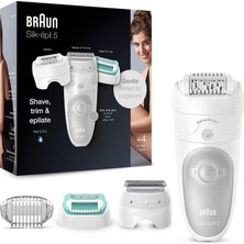 Braun Silk-Épil 5 Epilasyon / Tüy Çıkarıcı Için Kadın Epilatörü, Tıraş Makinesi Için Aparatlar, Vücut Için Düzelticiler ve Masaj, Çanta, 5-625, Beyaz/gri