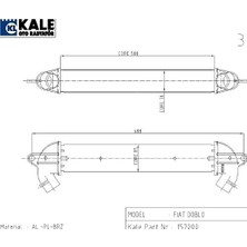 Kale Turbo Radyatörü (Intercooler) Fıat Doblo 1.3/1.9 Mjt (01-10) (Ac) Al+Al Sistem  (Yerly Üretym) (1 Ad )