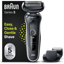 Braun Series 5 Elektrikli Tıraş Makinesi, Easyclick Aparatlı, Sakal Kesme Makinesi, Erkek Tıraş Makinesi, Easyclean, Islak ve Kuru, Hediyelik Eşya, Almanya'da Üretilmiştir, 51-W1500S, Beyaz