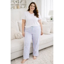 Remsa Büyük Beden Kadın Viskon Kumaş Penye Battal Tek Pijama Alt 14 PEMBE01