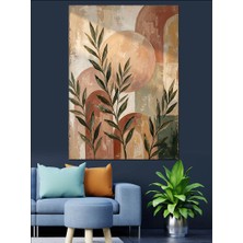 Artmeg Pastel Tonlarda Botanik Yaprak Desenleri Dekoratif Kanvas - Mdf Ahşap Tablo