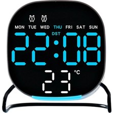 Valkyrie Dijital LED Siyah Masa Saati Alarm Beyaz Derece 3 Kademe Işık, USB Destekli Modern Gece Lambalı Saat