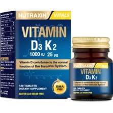 NUTRAXIN D3K2 120 Tablet - 1000 Iu D3 Vitamini, 25 Mcg K2 Vitamini