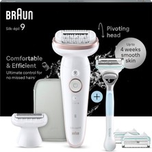 Braun Silk-Épil 9 Kadın Epilatörü, Döner Başlıklı Kadın Tıraş Makinesi, Kolay Epilasyon, Islak ve Kuru, Su Geçirmez - Gillette Venus Tıraş Makinesi ve Düzeltici Aparatını Içerir - 9-130, Beyaz/pembe