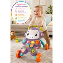 Toyfest Mor Maymun Sesli Işıklı Bebek Yürüteç Ilk Adım Eğitici Oyuncak Türkçe Müzikli Aktivite