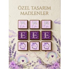 Isme Özel Renkli Gökkuşağı Lila Temalı Kız Bebek Çikolata Etiket 60 Adet