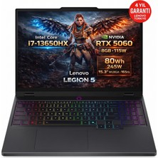 Lenovo Legion 5 15IRX10 Intel Core I7-13650HX 32-Gbddr5  256 GB SSD   Rtx 5060 8GB(115W) 15.3" Wuxga (1920X1200) IPS 165Hz 115W Windows 11 Pro 83LY00PYTRAT48