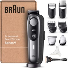 Braun Sakal Düzeltici Serisi 9, Erkek Elektrikli Sakal Düzeltici ve 11 Berber Aleti, Ultra Keskin Problade Bıçak, 180 Dakika Pil Ömrü, Kablosuz Sakal Tıraş Makinesi, 40 Boy, Su Geçirmez, BT9440, Krom